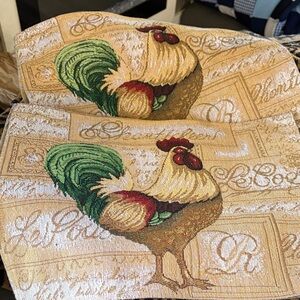 Rooster Tapestry Placemats Gold and Green